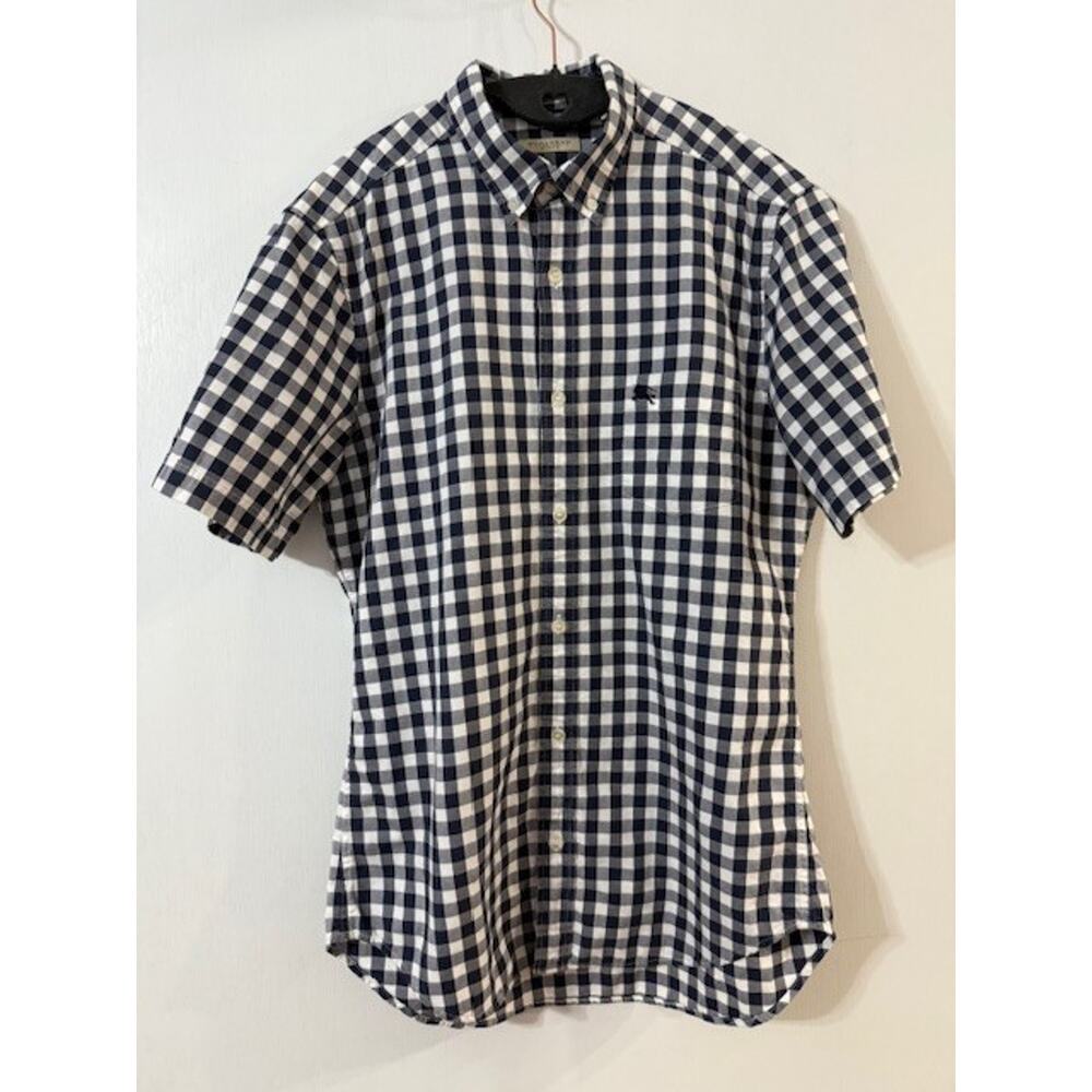 Burberry Brit Checkered Plaid Button Up Short Sleeve Shirt-Size S